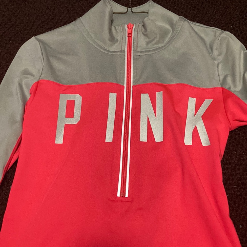 pink and grey ultimate PINK brand half zip sweater